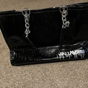 Karl Lagerfeld black texturized tote